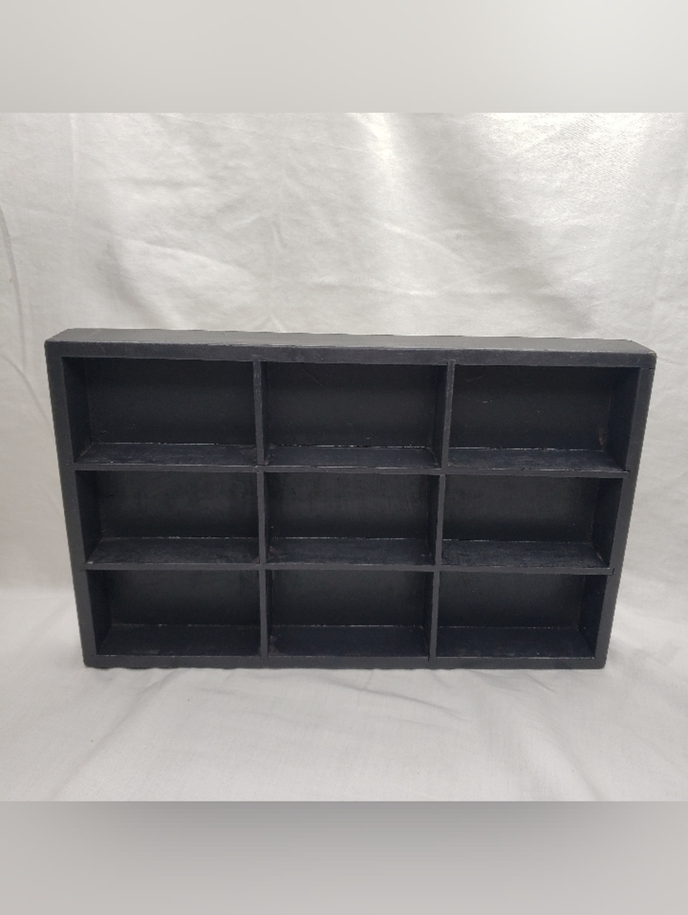 Upcycled Black Wooden Shadow Box Nine Cubbies
